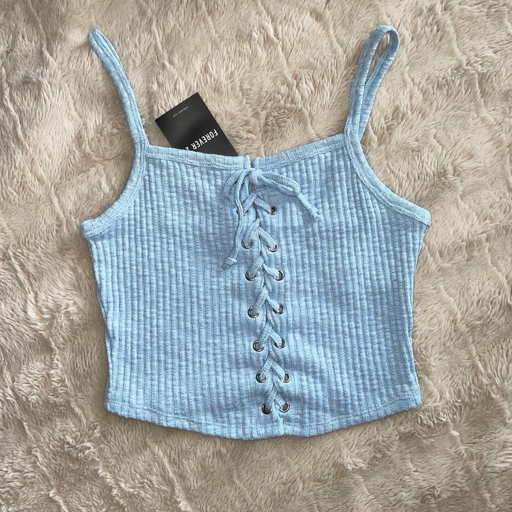 Light Blue Knit Cami Top (WOMEN SIZE SMALL)